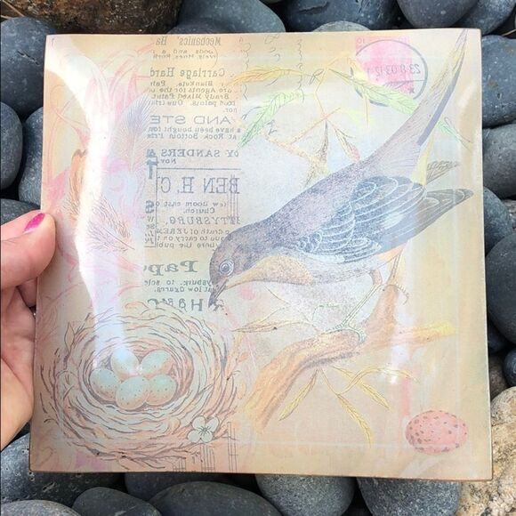 Lovely Botanical Bird Glass Trinket Dish - Picture 3 of 7